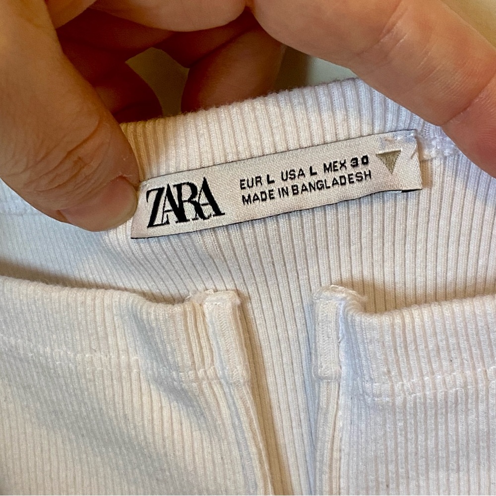 Zara White Ribbed Crop Top - Picture 4 of 5